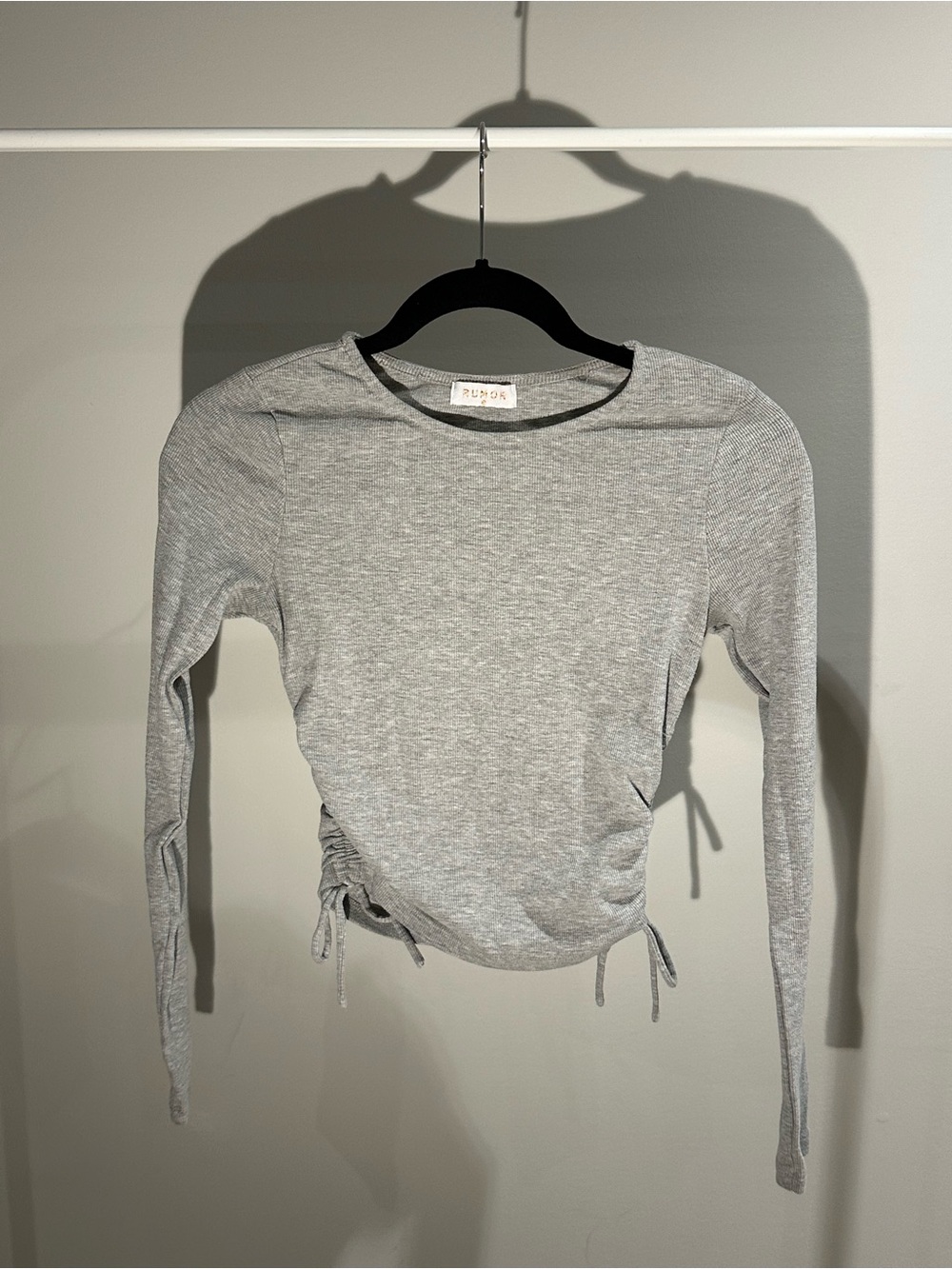 Rudon Light Gray Long-Sleeve Side-Drawstring Tee
